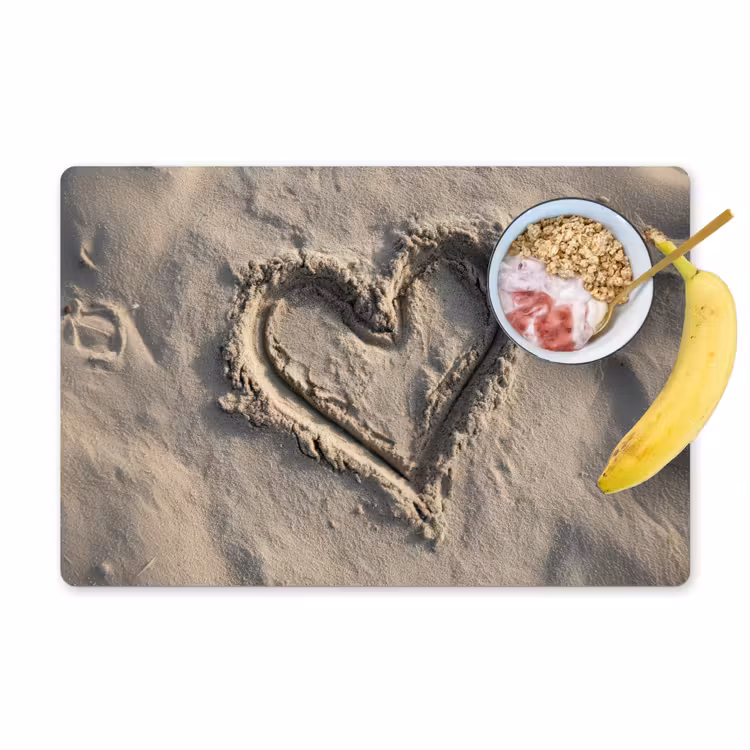 Placemat - 6 stuks - Hartvorm - Getekend - Beige - Zand — 1