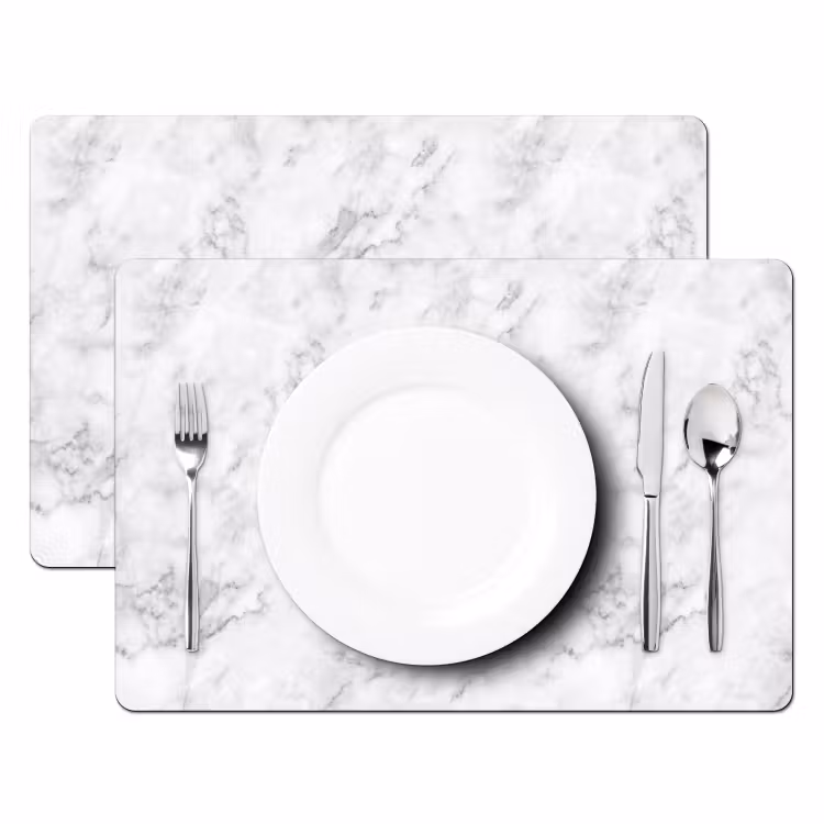 Placemat - 6 stuks - Klassiek - Marmer - Aders - Grijs — 2