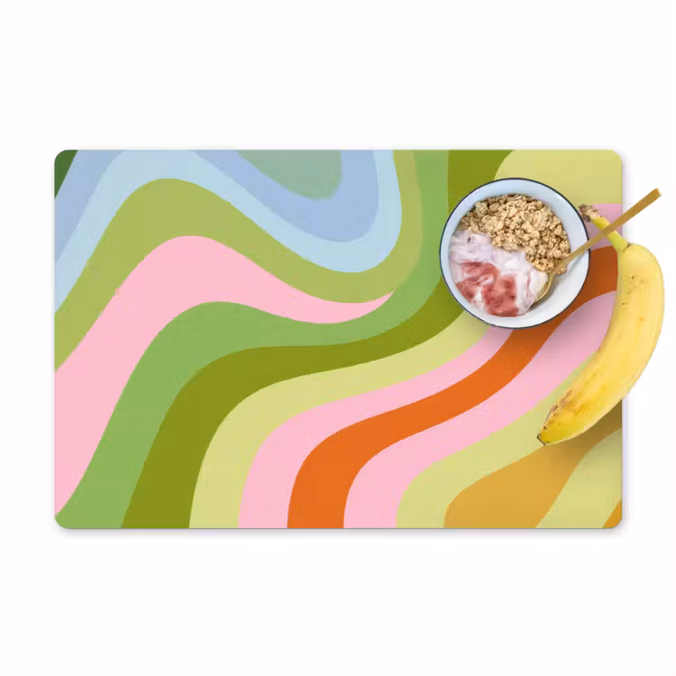 Placemat - 6 stuks - Lijnen - Pasteltinten - Golvend — 1
