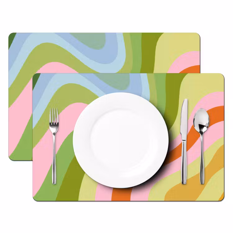 Placemat - 6 stuks - Lijnen - Pasteltinten - Golvend — 2