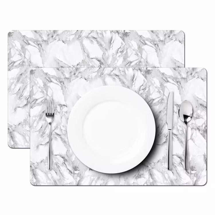 Placemat - 6 stuks - Marmer - Gelaagd - Brekend - Grijsstructuur — 2