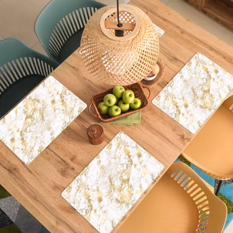 Placemat - 6 stuks - Marmer - Goud - Structuur — 6