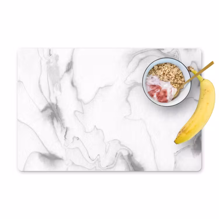 Placemat - 6 stuks - Marmer - Grijs - Wit - Abstract - Marmerlook — 1