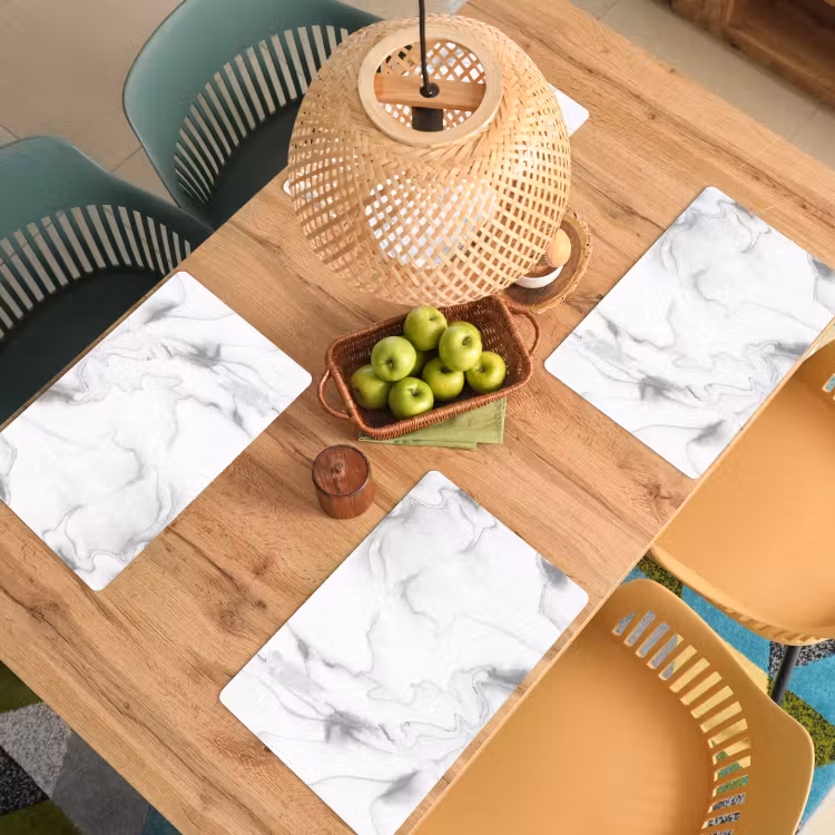 Placemat - 6 stuks - Marmer - Grijs - Wit - Abstract - Marmerlook — 6