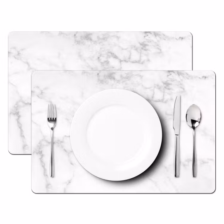 Placemat - 6 stuks - Marmer - Grijs - Wit - Marmerstructuur — 2