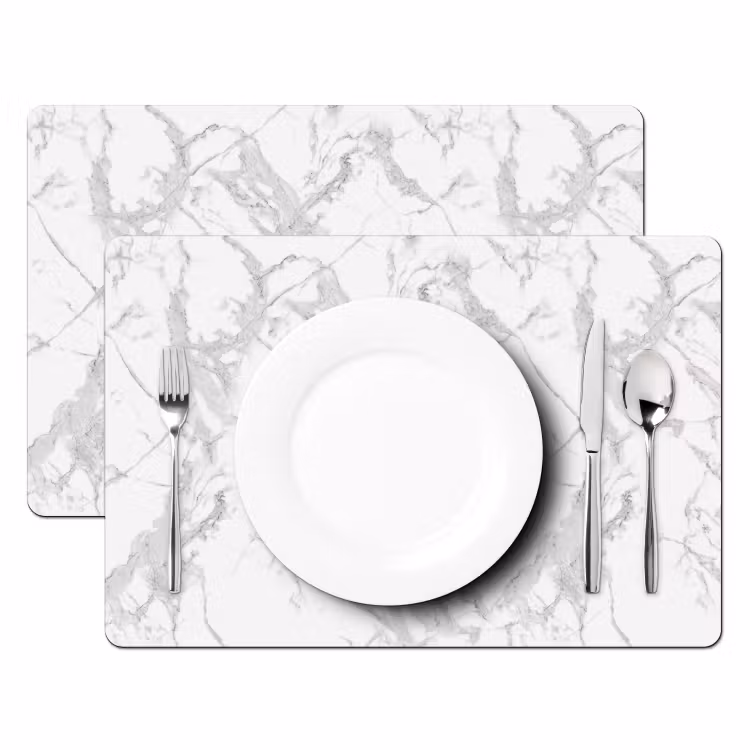 Placemat - 6 stuks - Marmer - Zuiver - Grijs - Aders — 2