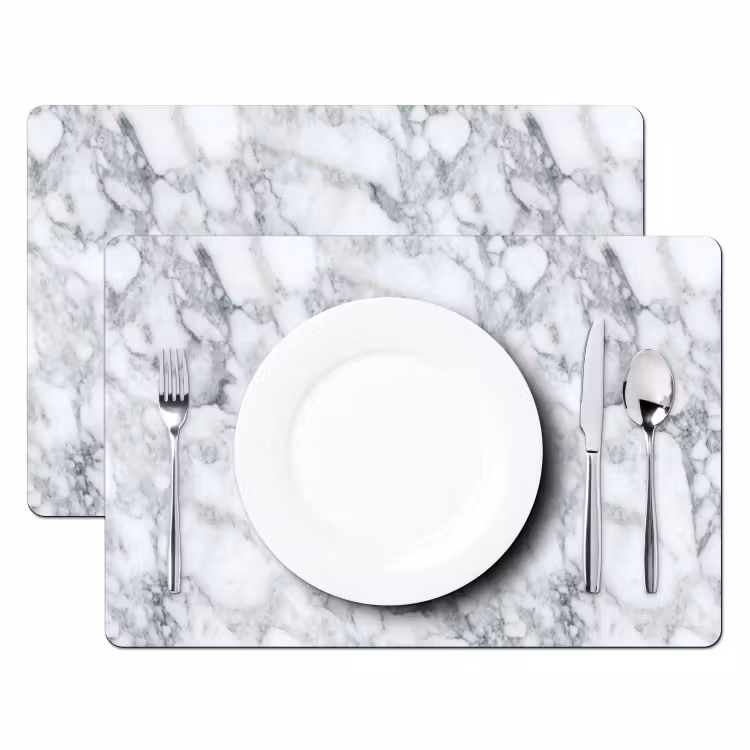 Placemat - 6 stuks - Mozaïek - Marmer - Wit - Onregelmatig — 2