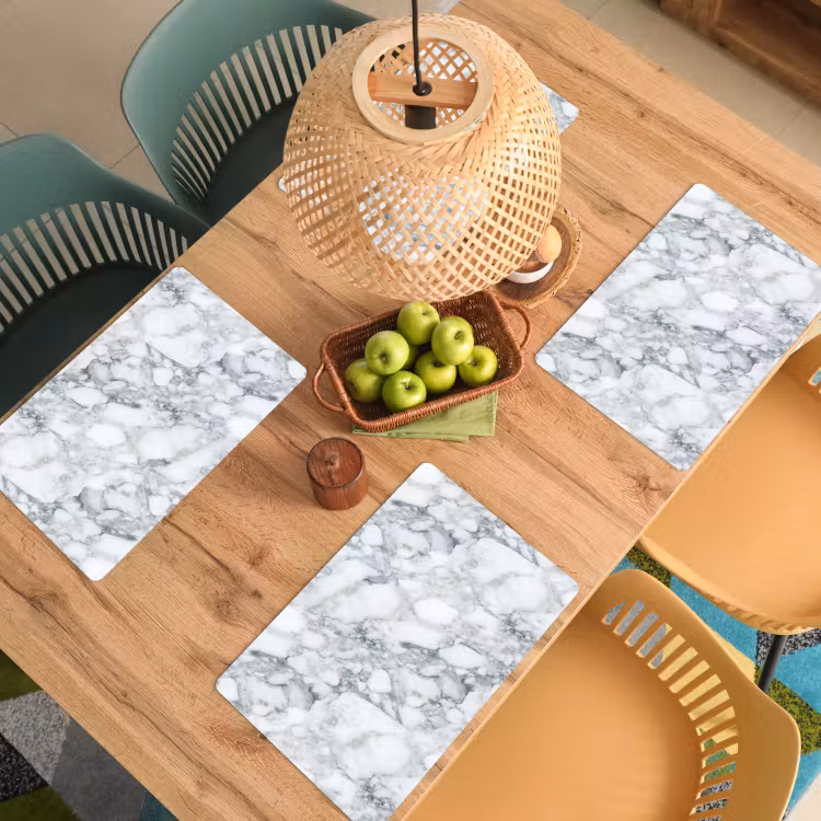 Placemat - 6 stuks - Mozaïek - Marmer - Wit - Onregelmatig — 6