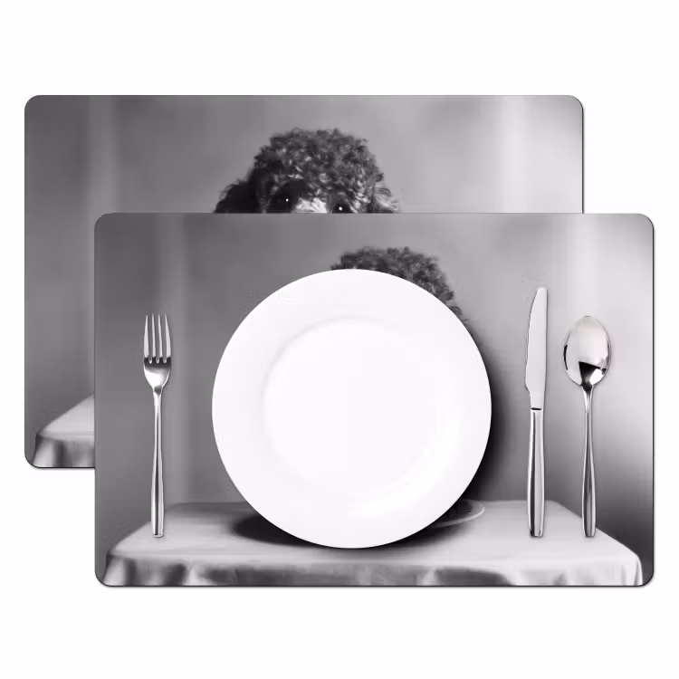 Placemat - 6 stuks - Poedel - Hond - Zwart - Wit - Schattig - Pasta — 2