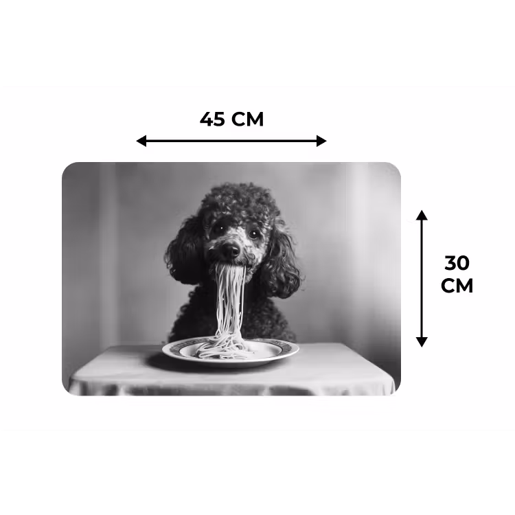 Placemat - 6 stuks - Poedel - Hond - Zwart - Wit - Schattig - Pasta — 3