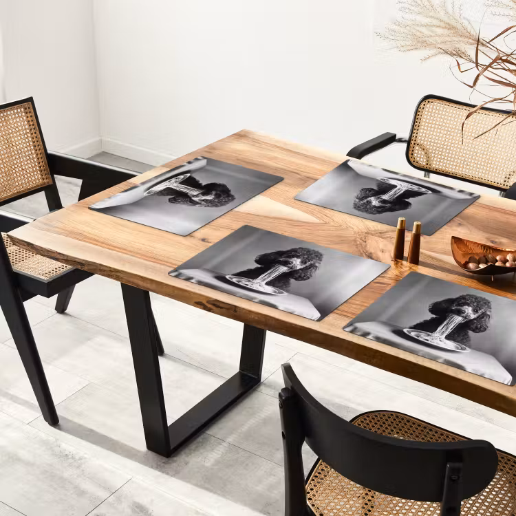 Placemat - 6 stuks - Poedel - Hond - Zwart - Wit - Schattig - Pasta — 5