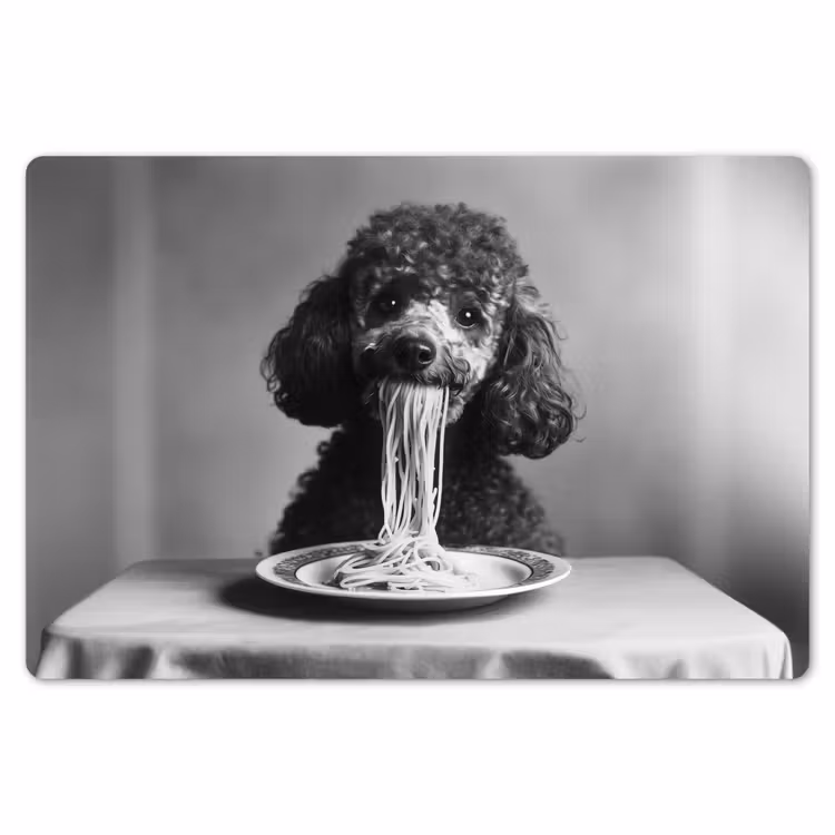 Placemat - 6 stuks - Poedel - Hond - Zwart - Wit - Schattig - Pasta — 7
