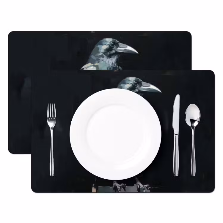 Placemat - 6 stuks - Raaf - Vogels - Zwart — 2