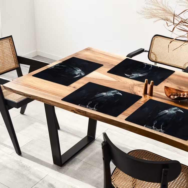 Placemat - 6 stuks - Raaf - Vogels - Zwart — 5