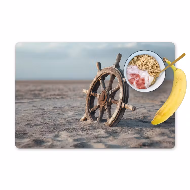 Placemat - 6 stuks - Scheepsstuur - Hout - Bruin - Zand — 1