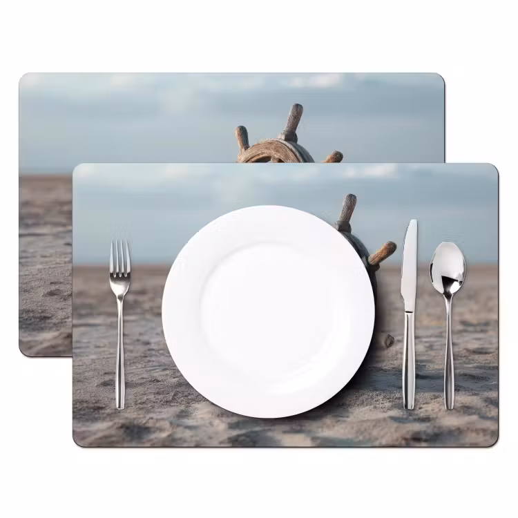 Placemat - 6 stuks - Scheepsstuur - Hout - Bruin - Zand — 2