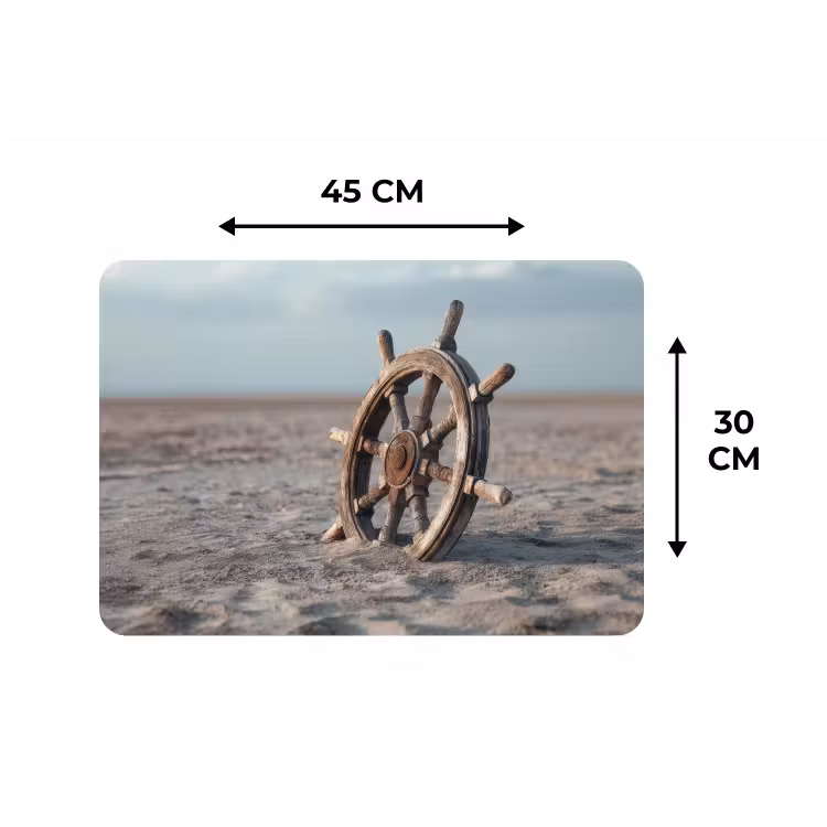 Placemat - 6 stuks - Scheepsstuur - Hout - Bruin - Zand — 3