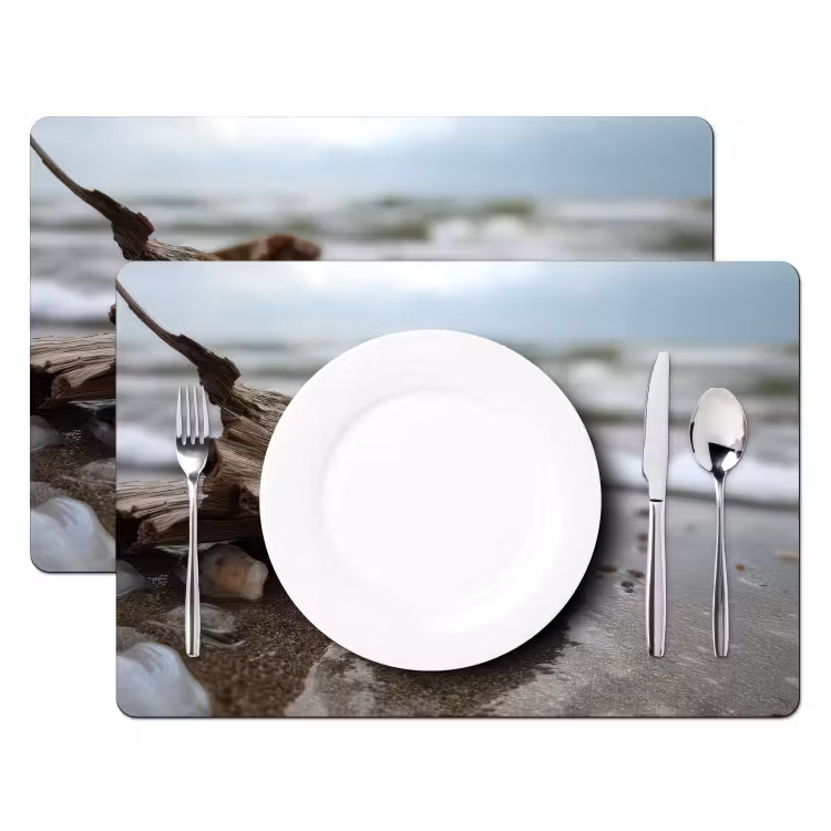 Placemat - 6 stuks - Schelp - Strand - Blauw - Zee — 2