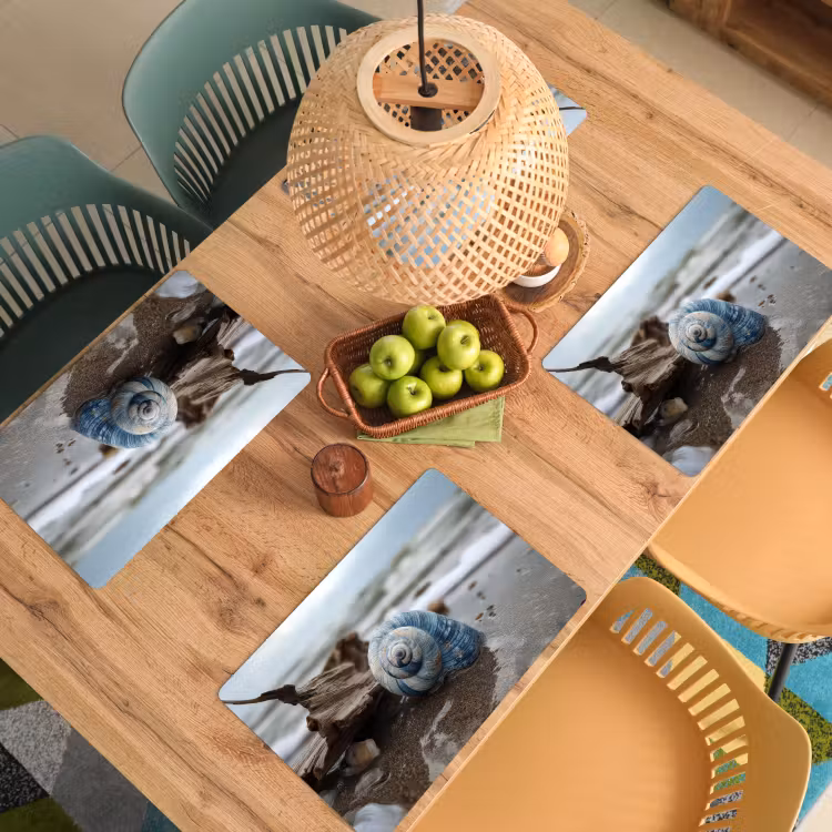 Placemat - 6 stuks - Schelp - Strand - Blauw - Zee — 6