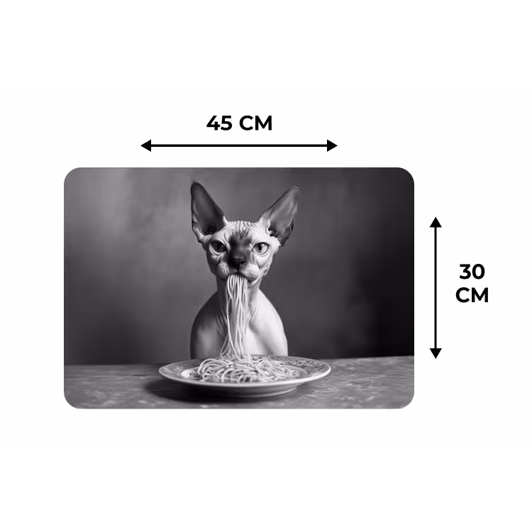 Placemat - 6 stuks - Sphynx - Kat - Dieren - Humor - Spaghetti - Zwart Wit — 3
