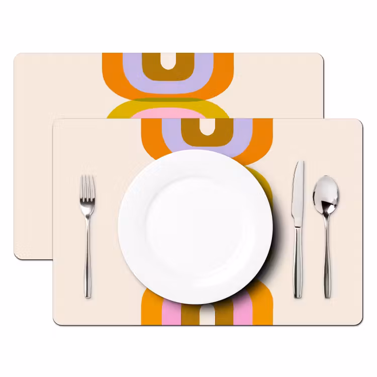 Placemat - 6 stuks - Stapel - Vormen - Geblokt - Oranje — 2
