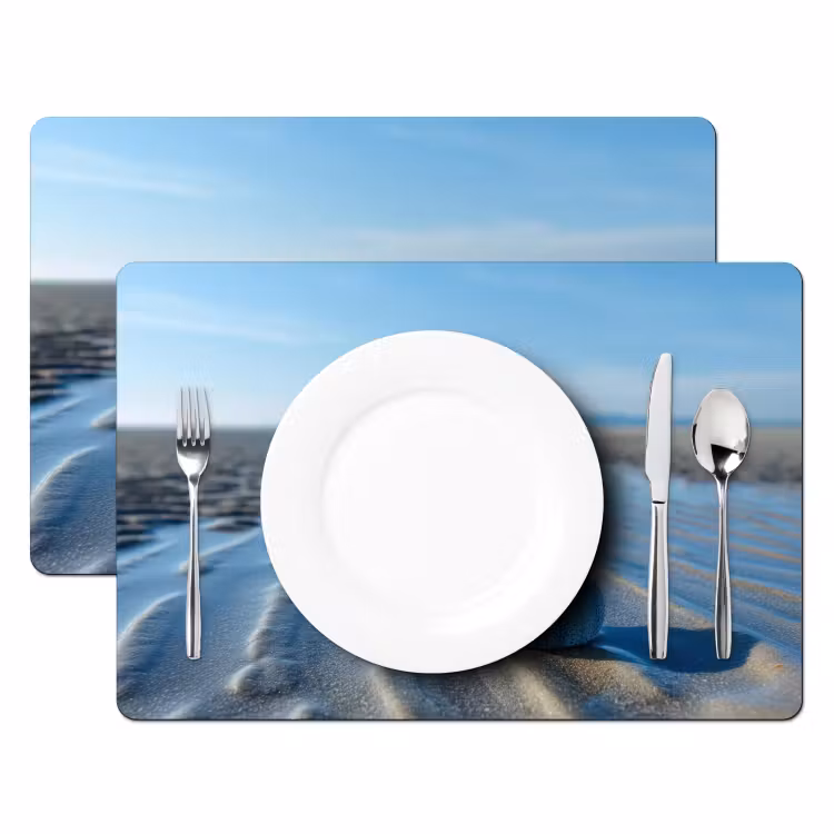 Placemat - 6 stuks - Strand - Schild - Water - Blauw — 2