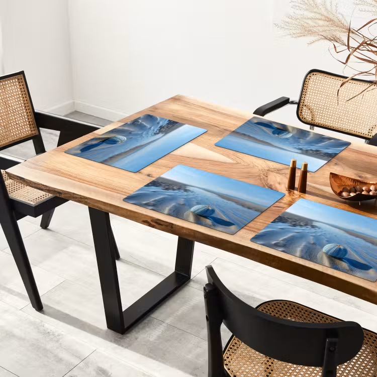 Placemat - 6 stuks - Strand - Schild - Water - Blauw — 5