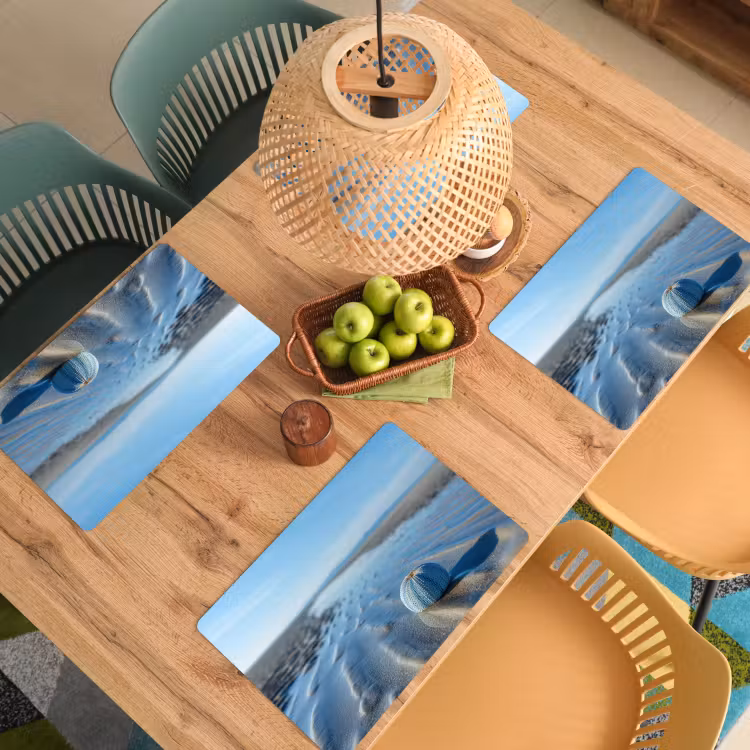 Placemat - 6 stuks - Strand - Schild - Water - Blauw — 6