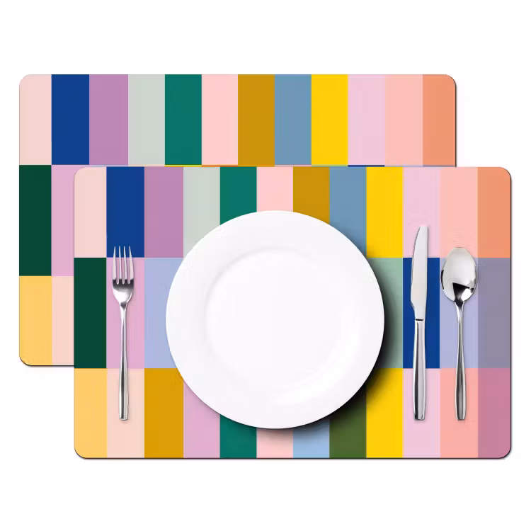 Placemat - 6 stuks - Stroken - Blauw - Patroon - Abstract — 2