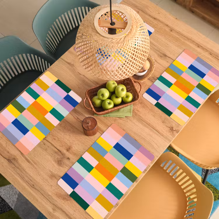 Placemat - 6 stuks - Stroken - Blauw - Patroon - Abstract — 6