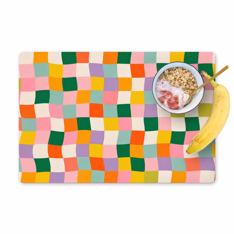 Placemat - 6 stuks - Vierkanten - Kleurrijk - Golvend — 1