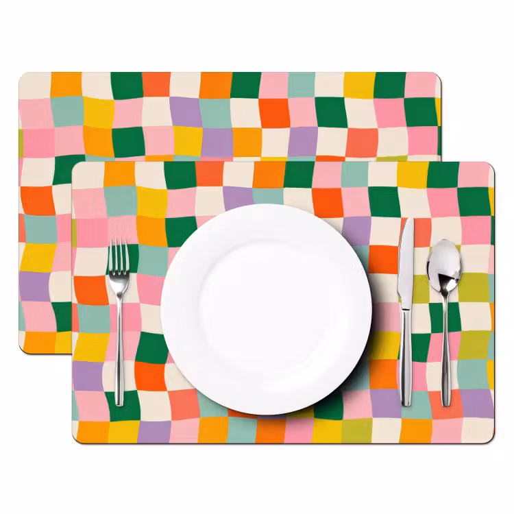 Placemat - 6 stuks - Vierkanten - Kleurrijk - Golvend — 2