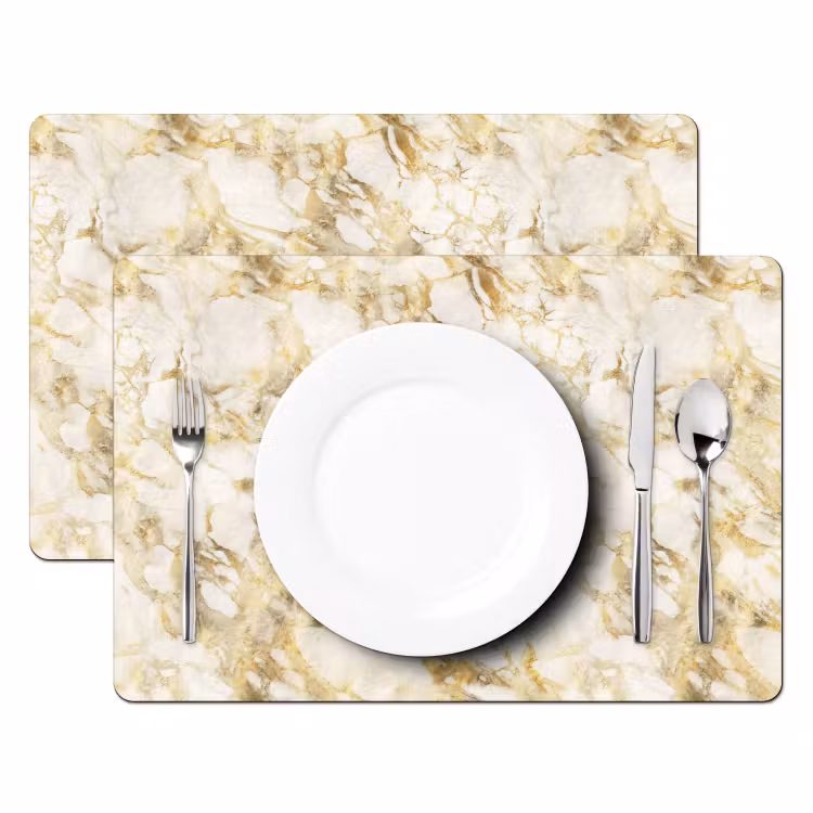 Placemat - 6 stuks - Warm - Gouden - Marmer - Patroon — 2
