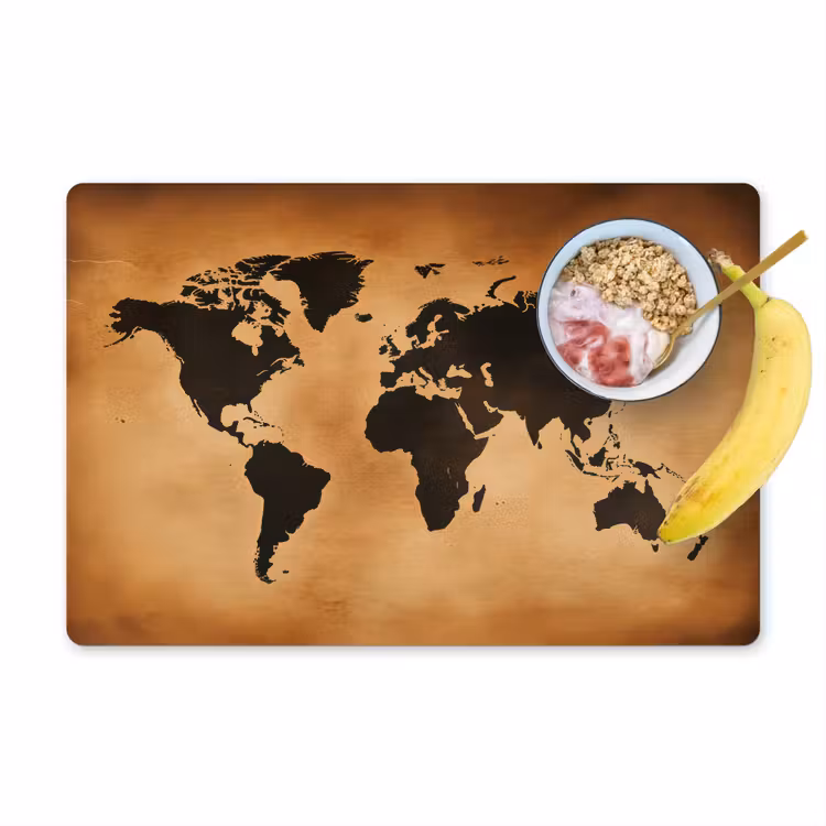 Placemat - 6 stuks - Wereldkaart - Bruin - Kaart — 1