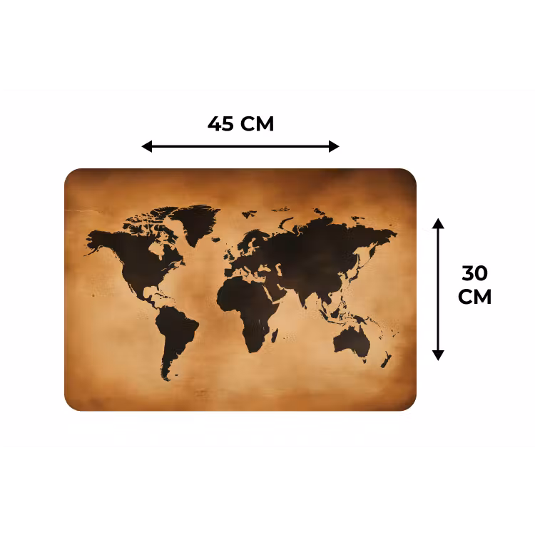 Placemat - 6 stuks - Wereldkaart - Bruin - Kaart — 3
