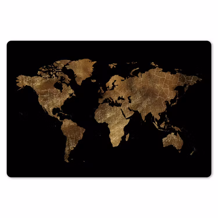 Placemat - 6 stuks - Wereldkaart - Goud - Luxe - Aarde - Zwart — 7