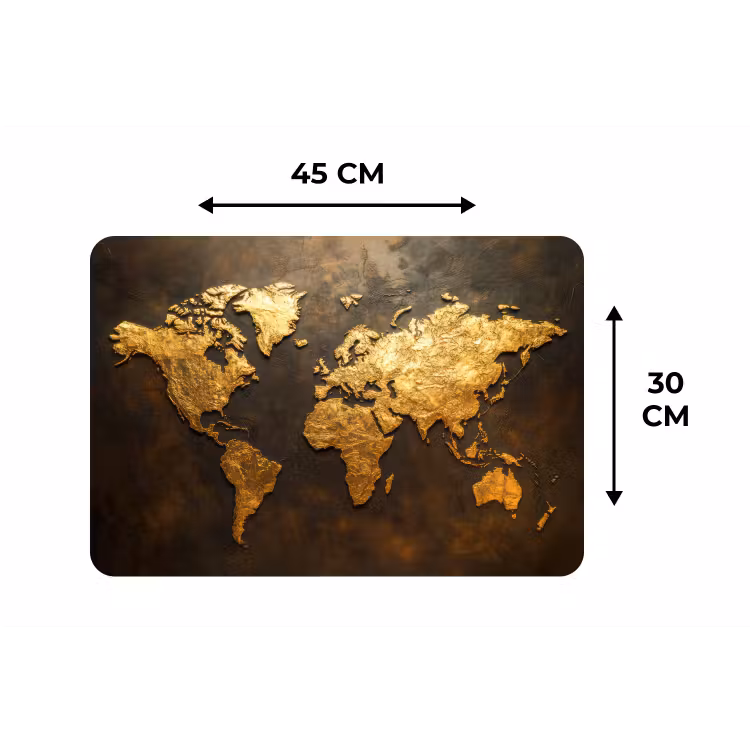 Placemat - 6 stuks - Wereldkaart - Goud - Roest — 3