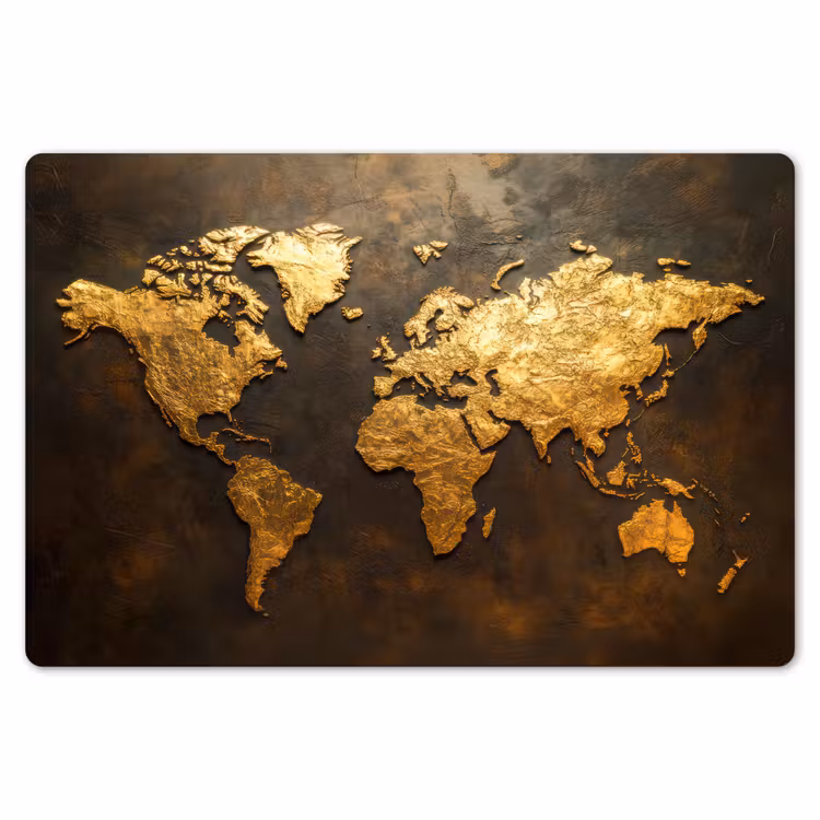Placemat - 6 stuks - Wereldkaart - Goud - Roest — 7