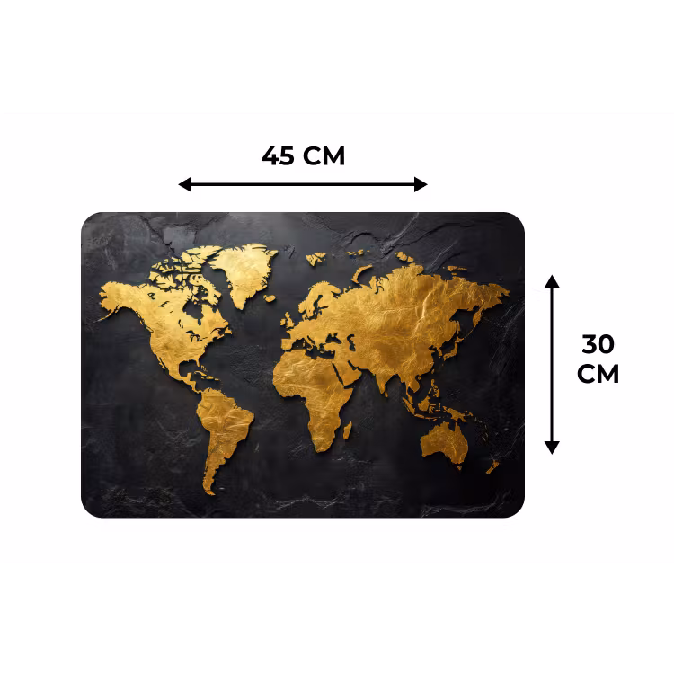 Placemat - 6 stuks - Wereldkaart - Goud - Steen — 3