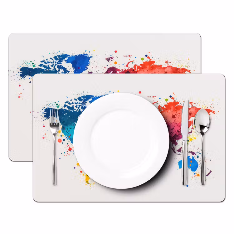 Placemat - 6 stuks - Wereldkaart - Graffiti - Kleurrijk — 2