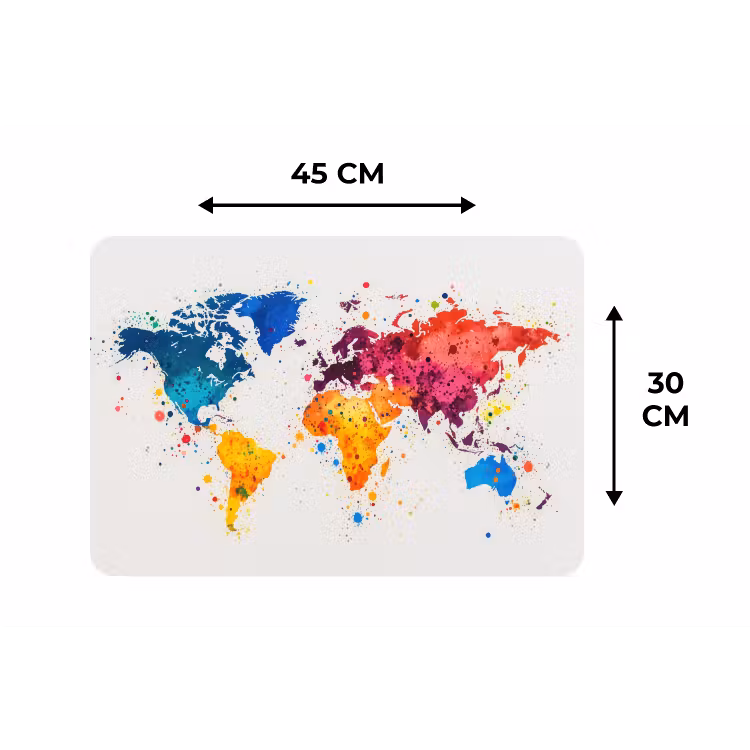 Placemat - 6 stuks - Wereldkaart - Graffiti - Kleurrijk — 3