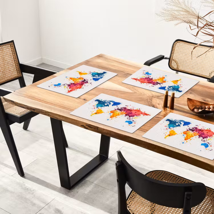 Placemat - 6 stuks - Wereldkaart - Graffiti - Kleurrijk — 5
