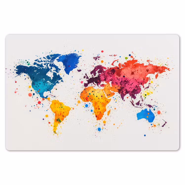 Placemat - 6 stuks - Wereldkaart - Graffiti - Kleurrijk — 7