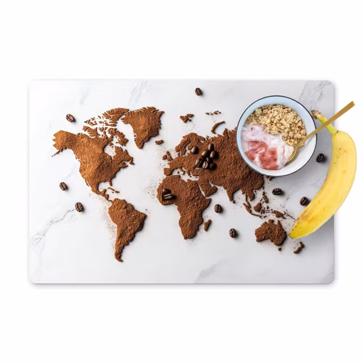 Placemat - 6 stuks - Wereldkaart - Koffie - Marmer — 1