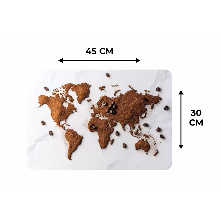 Placemat - 6 stuks - Wereldkaart - Koffie - Marmer — 3