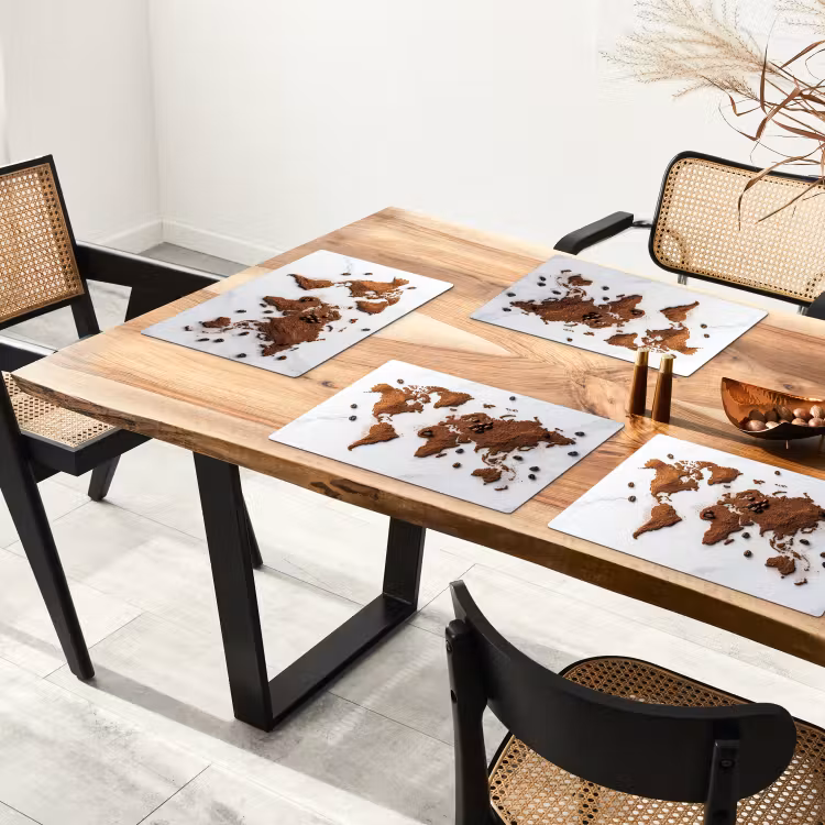 Placemat - 6 stuks - Wereldkaart - Koffie - Marmer — 5