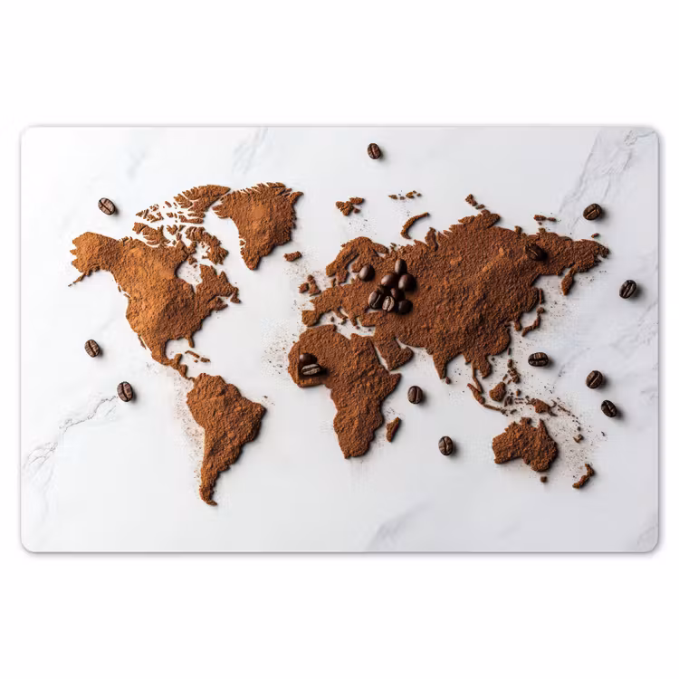 Placemat - 6 stuks - Wereldkaart - Koffie - Marmer — 7