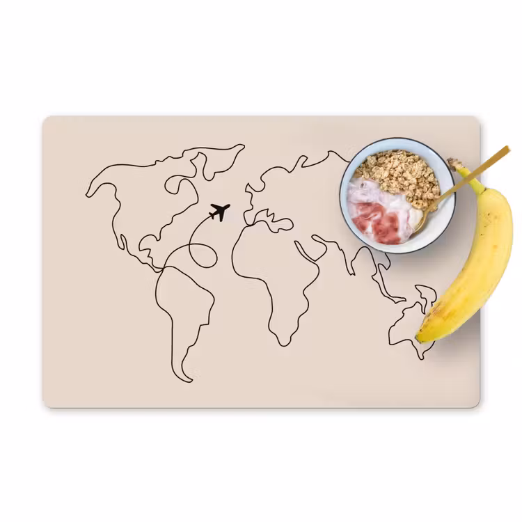 Placemat - 6 stuks - Wereldkaart - Simpel - Vliegtuig — 1