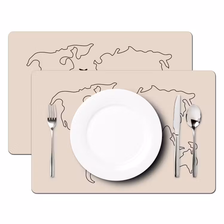 Placemat - 6 stuks - Wereldkaart - Simpel - Vliegtuig — 2