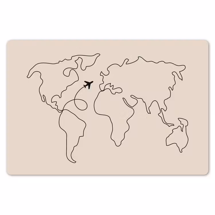 Placemat - 6 stuks - Wereldkaart - Simpel - Vliegtuig — 7